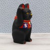 Yakushiken Maneki Neko (Black, Large) Fukushi (Good Luck Seal Included)