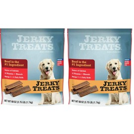 Jerky Treats Tender Strips Dog Snacks Beef 60 oz. 3.75 lbs - 2 Pack