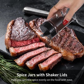 OMISTAR 36 Pcs Plastic Spice Jars, 5.5 oz Clear Seasoning Bottles with Double-Sided Shaker Lids, Empty Spice Storage Containers with Screw Lids, Kitchen Spice Shakers