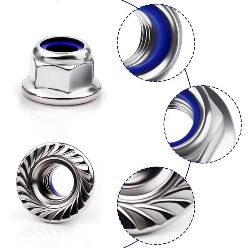 Mbsomnus M8 nut, 30 pieces flange nuts, M8 DIN 6926,