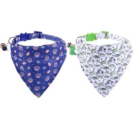 Cat Collar Breakaway with Cute Bandana and Bell Accessories for Kitty Adjustable Safety