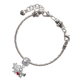 Delight Jewelry Silvertone Basketball Mom with Red Heart - I Love You/Love You More Charm Beads (Set of 2)