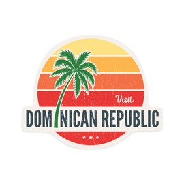 Die Cut Sticker Dominican Republic, Sun Vector, Contour Vinyl Sticker 1 to 3 inches (Waterproof Decal for Cars, Water Bottles, Laptops, Coolers), Small