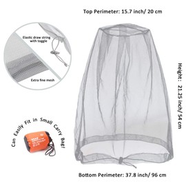 Cinvo Head Net Hat - Bug Face Netting for No See Ums, Insects & Gnats - Spacious Net Room - Free Stock Pouches - Grey