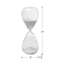 Heemab Set of 2 Modern 8" Sand Timers, Sleek Glass Design for Home or Office Decor, White Sand