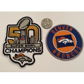 (2) DENVER BRONCOS VINTAGE EMBROIDERED IRON ON PATCHES   3"x3" & 4”X 3” AWESOME!