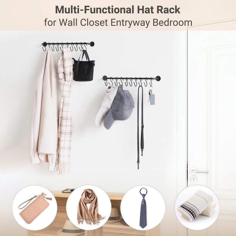 Mkono Hat Rack for Wall Baseball Cap Organizer Hanger with
