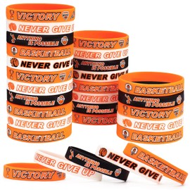 VICROIC 30 PCS basketball silicone bracelets Rubber wristbands, basketball motivational Silicone bracelets for School Team Awards Gifts Sports Themed Party Favors