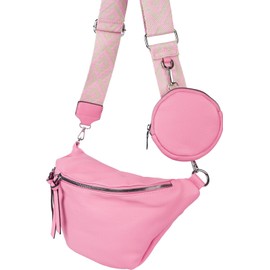 styleBREAKER 02012398 Women's Crescent Moon Crossbody Shoulder Bag Set, Shoulder Strap with Pattern, Key Ring, Purse 02012398, Colour: Pink, pink