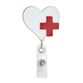 Hanreshe Nurse Badge Reel Retractable Heart Badge Holder Cute Nursing Badge Reel with Clip for Nurse Student