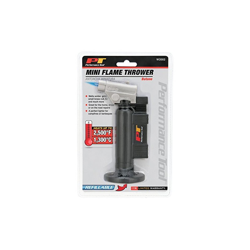 Performance Tool W2002 Refillable, Adjustable Butane Flame Mini Jet Torch