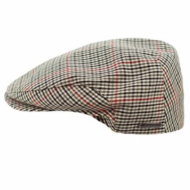 Quadretti Tivoli Flat Hat, Pure Cotton, Light Cotton Lining, Pocket Size, Spring Summer, Made in Italy, beige