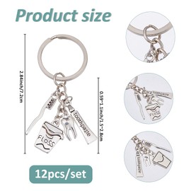 SUPERFINDINGS 12Pcs Dental Assistant Gift Keychain Teeth Care Alloy Keychains Dental Hygienist Gifts for Women Men Dentist Dentals Assistant Gifts for Coworkers