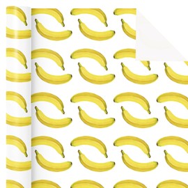 WRAPAHOLIC Banana Wrapping Paper Roll - Mini Roll - 17 Inch x 16.5 Feet - Bright Banana Tropical Fruits Wrapping Paper for Birthday, Baby Shower, Wedding, Spring Summer Party