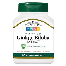 21st Century Cápsulas de extracto de Ginkgo Biloba, memoria y enfoque, 60