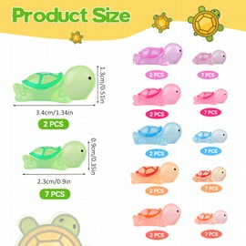 TIANCONGYUN Pack of 54 Mini Luminous Turtles, Small Turtle Figures Resin, 6 Colours Mini Turtle Figures, Turtles Mini Figures for Micro Landscapes, Home Decor