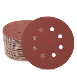 SUPBICCO 5 Inch 8 Hole Sanding Discs Hook and Loop, 50 PCS 400 Grit Round Sand Paper Disc, Aluminum Oxide Sandpaper Pads for Random Orbital Sander