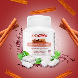 Xylichew Xylitol Gum - Chewing Gum Sugar Free, Aspartame Free, Gluten Free, Keto - Sugarless, Healthy, Natural Oral Care - Relieves Bad Breath and Dry Mouth - Cinnamon, 240 Count