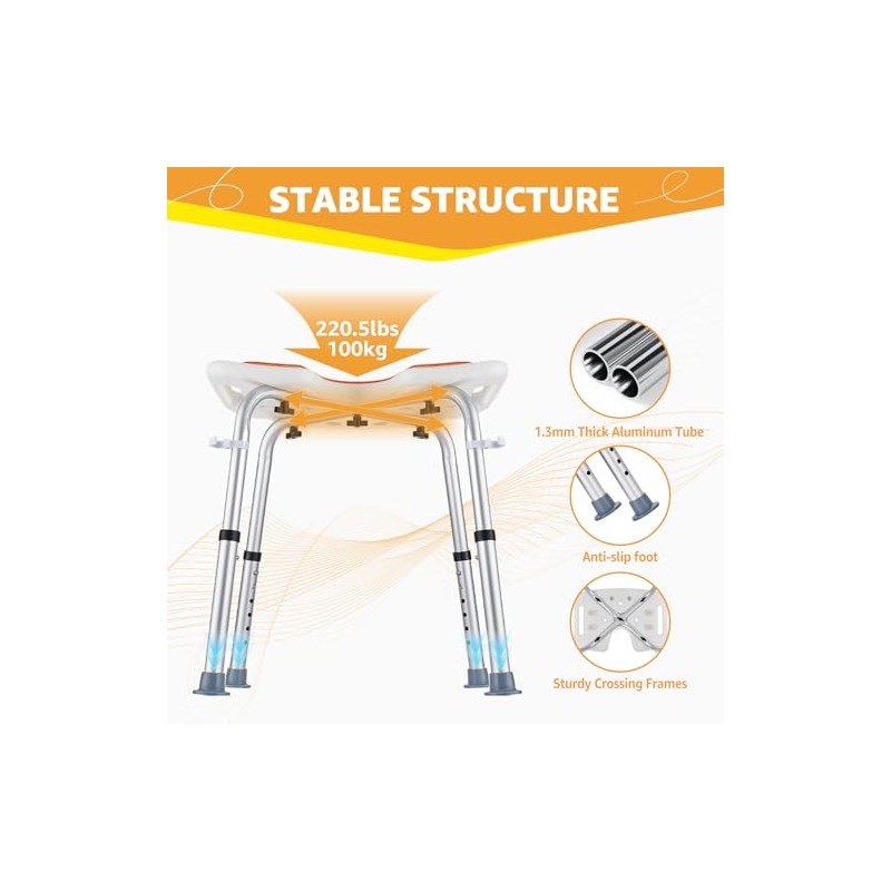 U-shaped Shower Stool to Sit on in Shower, Adjustable Height