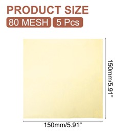 uxcell 5 Pack Brass Mesh, 5.9" x 5.9" 80 Mesh Brass Woven Wire Mesh Brass Filter Coarse Dense Filter Screen Mesh for Non-Magnetic Signal Screen Tool DIY Fill Fabric