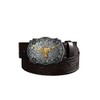 Verdusa Women's Vintage Western Leather Buckle Belt Chocolate Brown 90