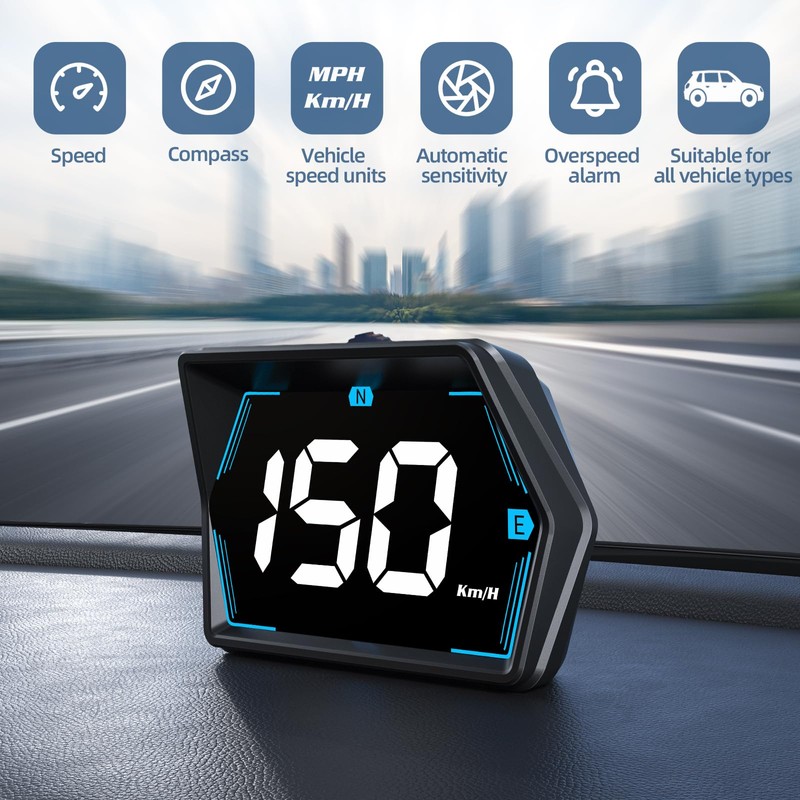 MAEZOE G20 Head Up Display with Holder, GPS Speedometer Multi-Segment