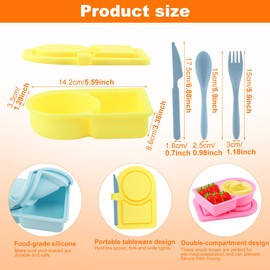 Zenquark 3 Pack Silicone Snack Containers with Lids, Double Compartment Snackle Box Containers, Reusable Sauce Seasoning Container, Mini Food Snack Boxs for Travel, Office, Picnic