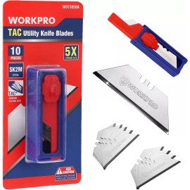 WORKPRO Premium Utility Knife Blades, TAC Diamond Coated SK2M, 10-Pack Metal NEW