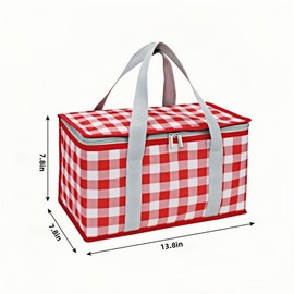 JSLYNB 2pcs Insulated Picnic Bag Reusable Cooler Bags with Zipper Top, Foldable Picnic Basket for Food Storage，Portable Picnic Basket for Outdoor Camping, Party, Beach Trip (A)