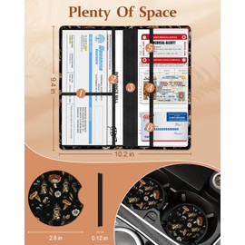 Slohif Car Registration and Insurance Card Holder with Magnetic Shut - Vehicle Glove Box Organizer Women Leather Automobile License Holders Coasters Auto Accessories Case for Document,Mushroom