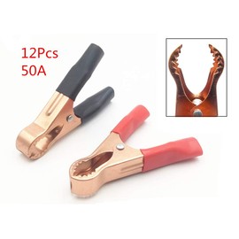 12 Pcs 80mm Car Battery Alligator Clips Clamps 50A Red Black