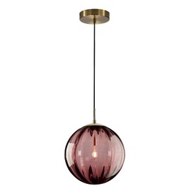 KCO Lighting Modern Colorful Globe Pendant Light Contemporary Small Gold Pendant Lighting Kitchen Island Single Globe Pendant Light Mini Glass Ball Pendant Light (Burgundy-7.9”)