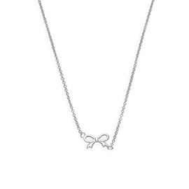 jewellerybox Sterling Silver Ribbon Bow Necklace w 18 Inch Chain