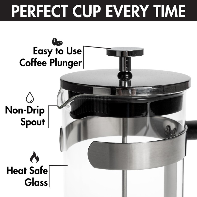 PR 8C Glass SS French Press