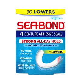 Sea-Bond Denture Adhesive Seals, Original Lowers, Zinc-Free, All-Day-Hold, Mess-Free, 30 Count, Pack of 7