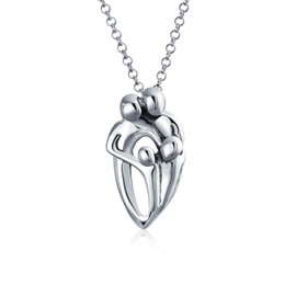 Father Mother Loving Child Son Or Daughter Family Pendant High Polished 925 Sterling Silver Necklace For Women 18 In