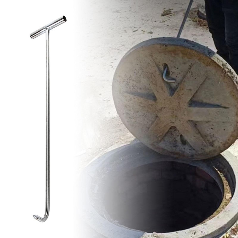 Manhole Hook Tool T Shape Hook Open Manhole Cover Versatile