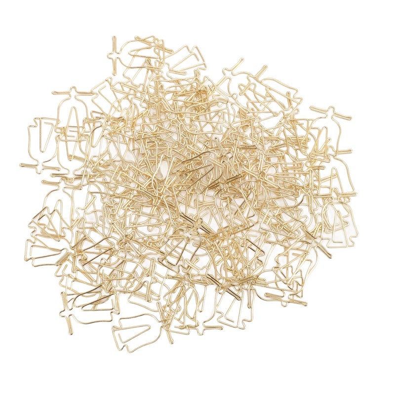 100Pcs Gold Paper Clips Cute Shape Stainless Steel Multifunction Metal