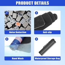 31.5 Inch Mahjong Mat for Table, 3MM Non-Slip & Noise Reduction Gaming Mat with Drawstring Bag, Perfect for Poker, Board Games, Card Games, Tile Games, and Dominoes (Bule)