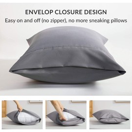 SHEETSPA 1000 Thread Count 100% Long Staple Egyptian Cotton 2 Piece Envelope Closure Housewife Pillow Cases Silver Grey Standard Size 50cm x 75cm, Soft 2 Pc Silver Grey Pillow Cases in Gift Box
