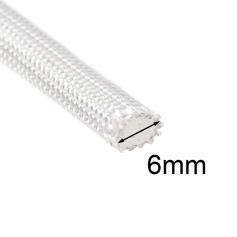 sourcing map Insulation Braided Sleeve, 33Ft-6 mm High Temperature Fibreglass