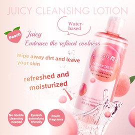 HANAJIRUSHI Cleansing Lotion | PeachScent | Sensitive Skin | Water Cleansing | Makeup Remover | Eye Makeup Remover | Made in Japan (12.8 fl oz)