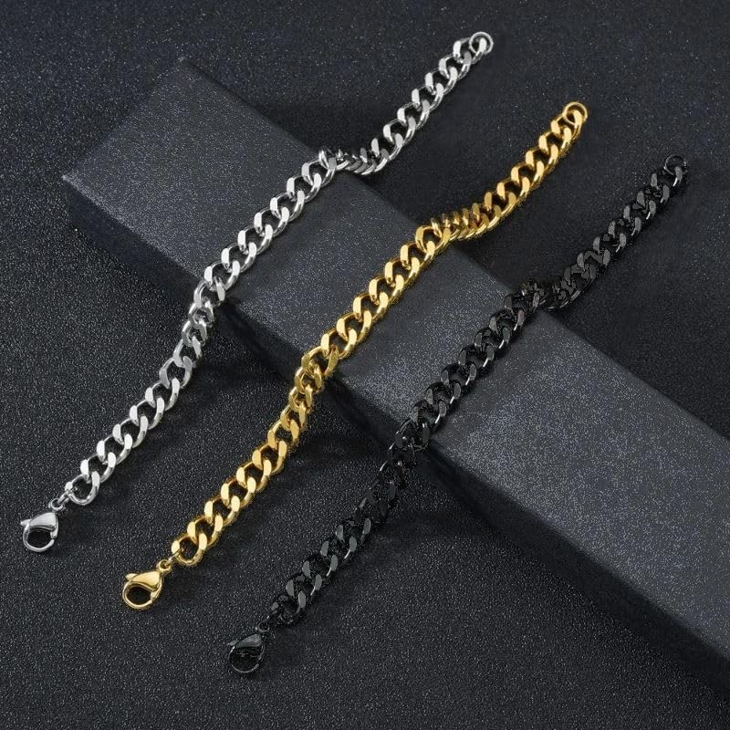 Cadoline 316L Stainless Steel Men's Jewellery 5mm Curb Silver Chain