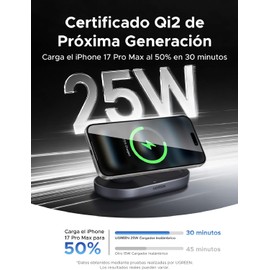UGREEN 25W Qi2.2 Certificado Carga Inalámbrica Cargador MagSafe 2 en 1