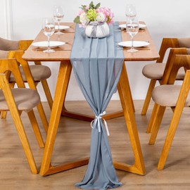 YUNSHANGHE Modern Chiffon Tischläufer, 70x600 cm Abwaschbar Tischdecke, Hochzeit Dekoratives Tischband aus Stoff, Table Runner, Tischdekoration für Hochzeit Geburtstage Kommunion (Anthracite Blau)