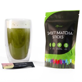 Sipology: Sweet Matcha - Banana Split - 10 Stick Pack, Powder Drink Mix, Hot Or Cold, Japanese Matcha, Low Sugar & Stevia Sweetened, Energy Boost
