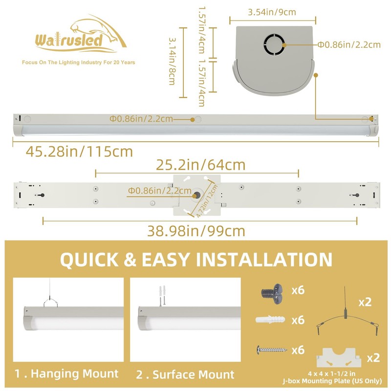 4FT LED Linear Strip Emergency Stairwell Light, 2 Watt Selectable,