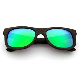 LUI SUI Men Women Retro Wooden Polarised Lens Sunglasses UV Protection Eyewear Lightweight Wooden Frame Float Style Glasses for Travel Cycling Fishing, Green