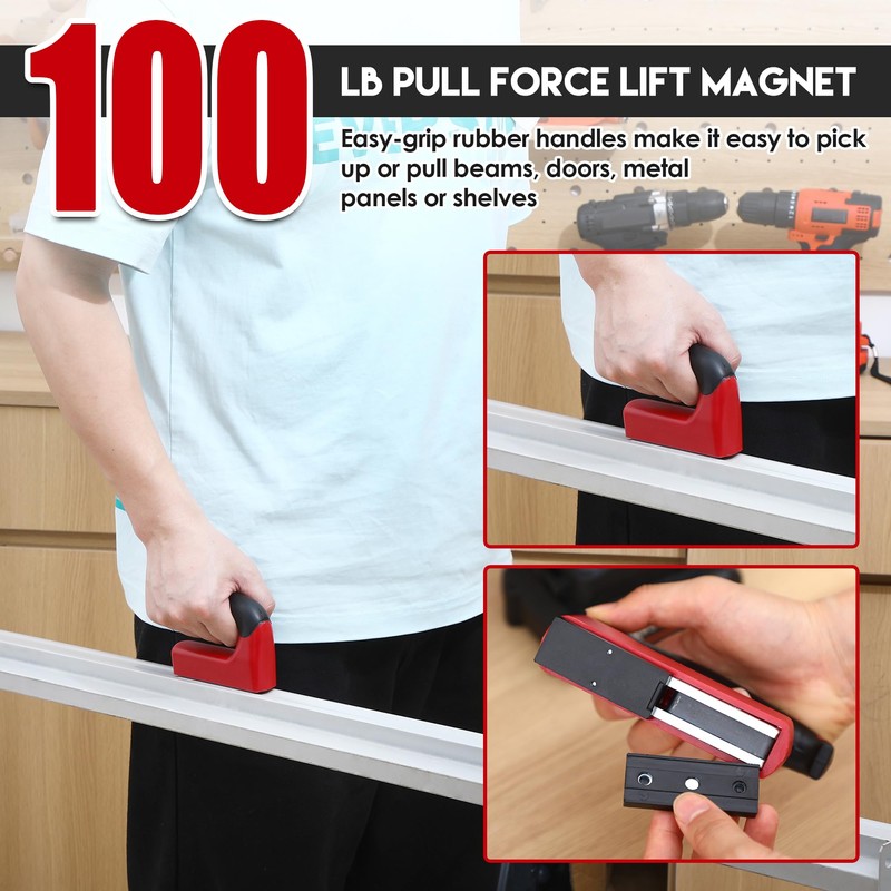 100 Lb Magnet with Handle, Powerful Magnetic Pickup Tool with