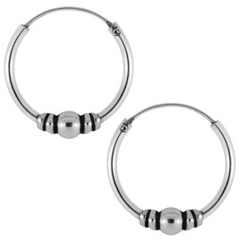 Soul-Cats© Bali Creole Earrings 925 Sterling Silver 1 Pair, Sterling Silver